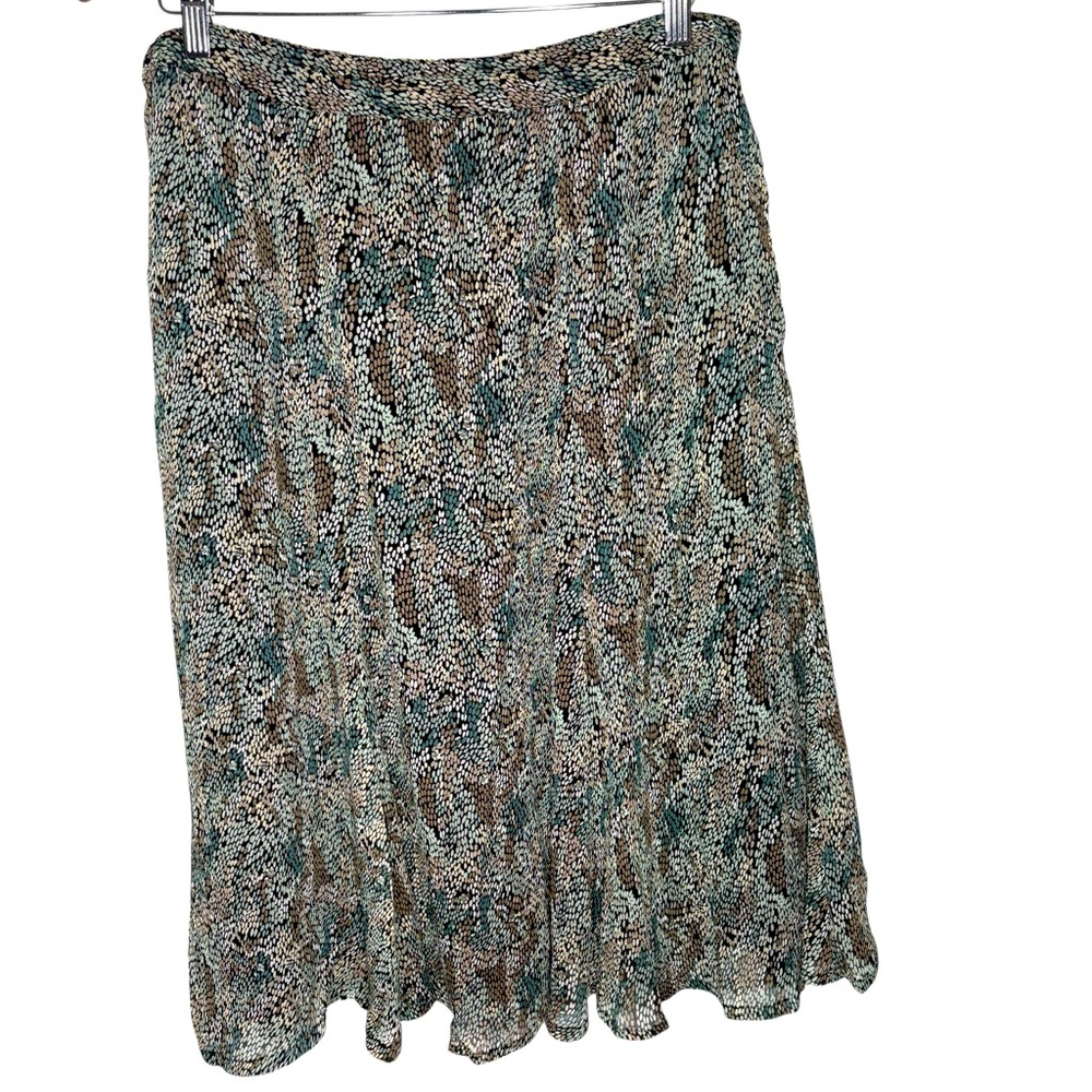 Jaclyn Smith Vintage Midi Skirt Womens Large L Pebble Print Teal Tan A-Line
